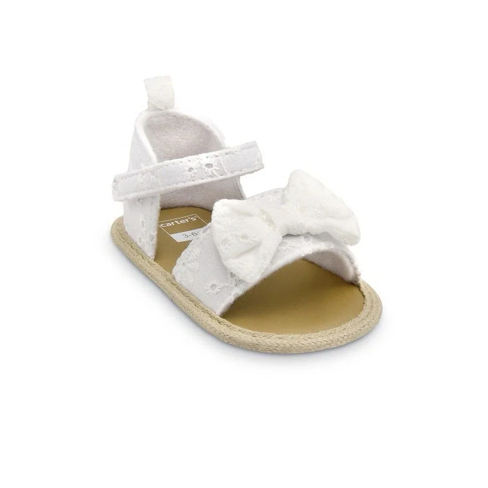 Carter's Baby Girls' White Eyelet Bow Espadrille Sandals 0-3 Months NIB